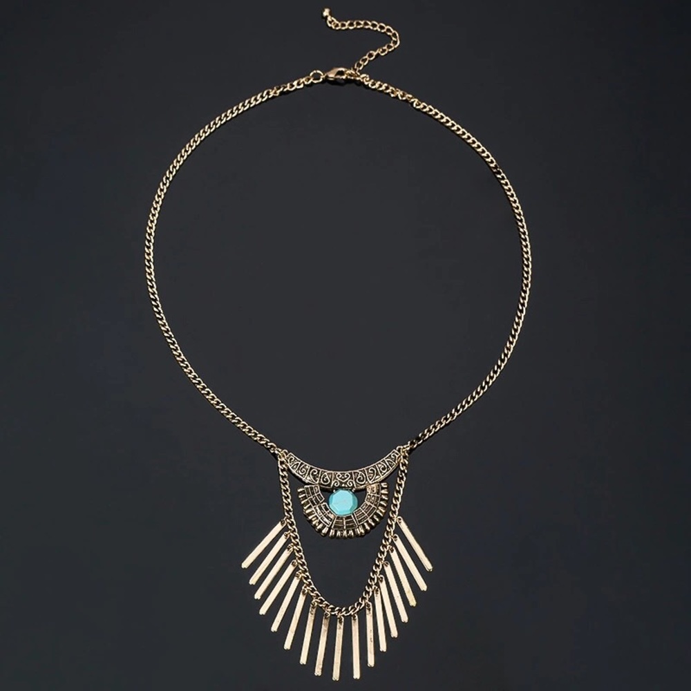 Gold Plated Statement Long Necklace - Picture 2 of 4